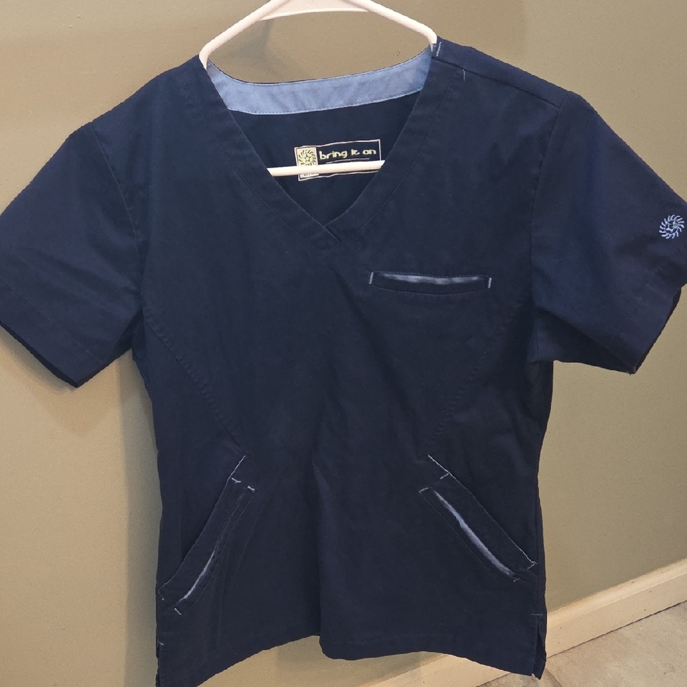 Navy Blue Scrub Top